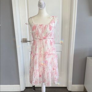 Pink Floral Midi Dress